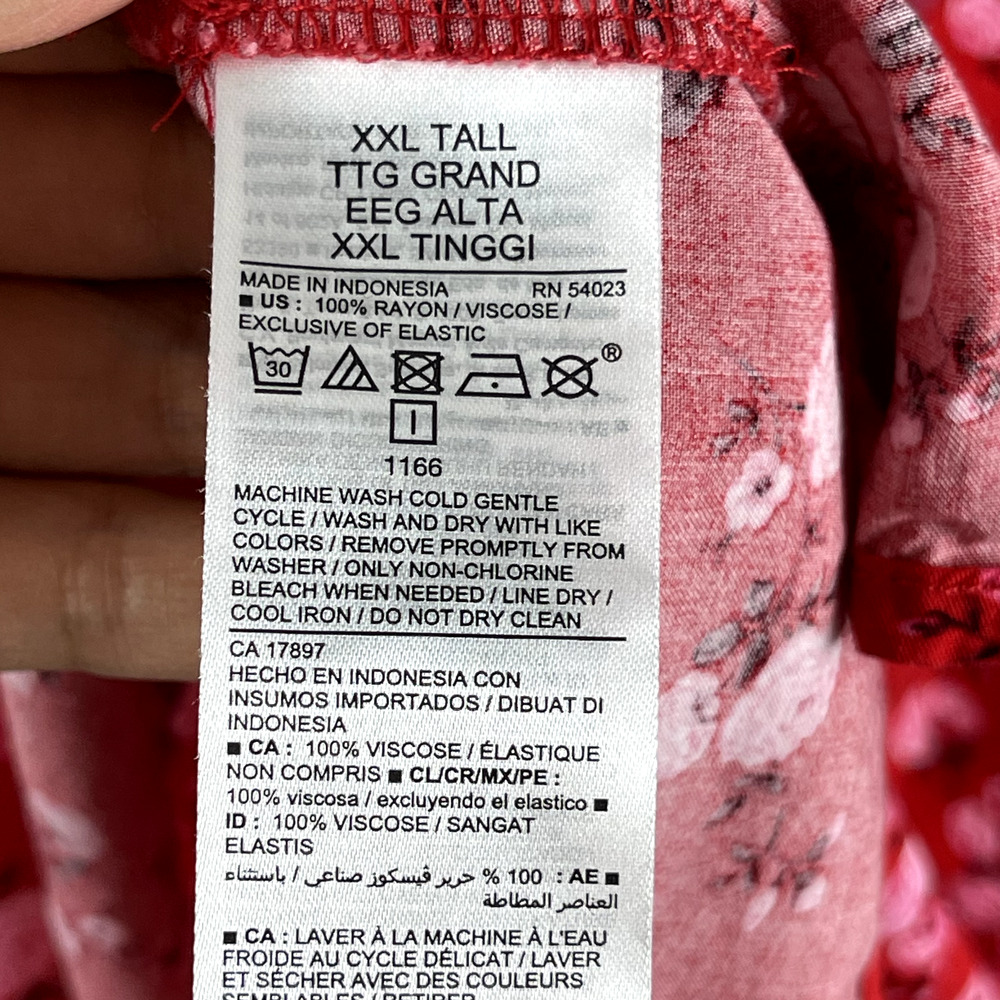 Old Navy Floral Maxi Dress Womens XXL Tall Red Puff Sleeve Open Back Front Slit - Picture 8 of 15
